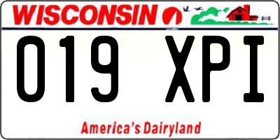 WI license plate 019XPI