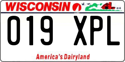 WI license plate 019XPL
