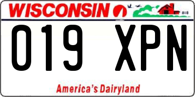 WI license plate 019XPN