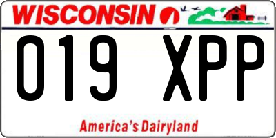 WI license plate 019XPP