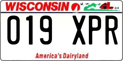 WI license plate 019XPR