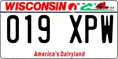 WI license plate 019XPW