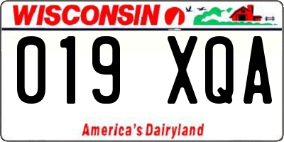 WI license plate 019XQA
