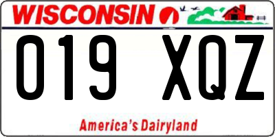 WI license plate 019XQZ