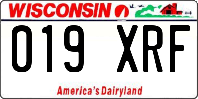 WI license plate 019XRF