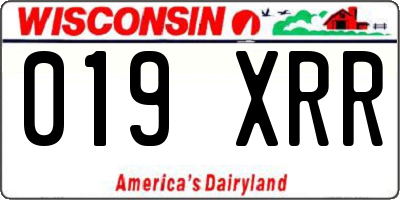 WI license plate 019XRR