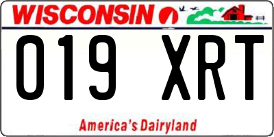 WI license plate 019XRT