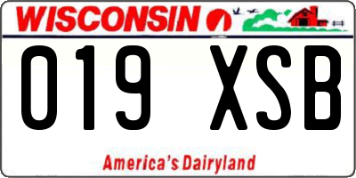 WI license plate 019XSB