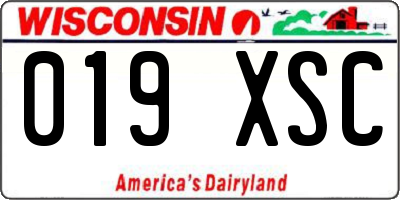 WI license plate 019XSC