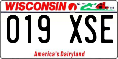 WI license plate 019XSE