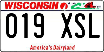 WI license plate 019XSL