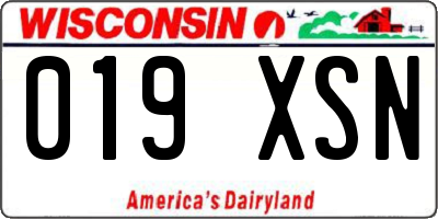 WI license plate 019XSN