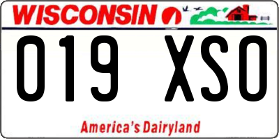 WI license plate 019XSO
