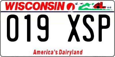 WI license plate 019XSP