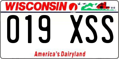WI license plate 019XSS