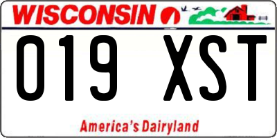 WI license plate 019XST