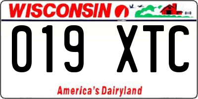 WI license plate 019XTC