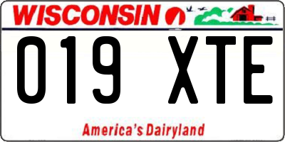 WI license plate 019XTE