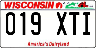 WI license plate 019XTI