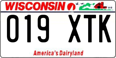 WI license plate 019XTK