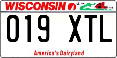 WI license plate 019XTL