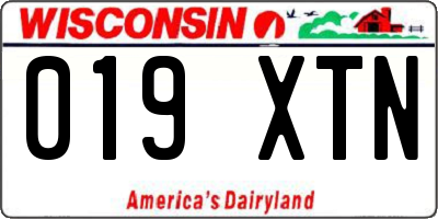 WI license plate 019XTN
