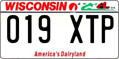 WI license plate 019XTP