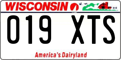 WI license plate 019XTS