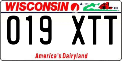 WI license plate 019XTT