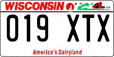 WI license plate 019XTX