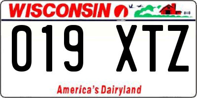 WI license plate 019XTZ