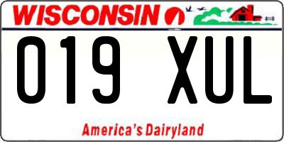 WI license plate 019XUL