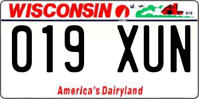 WI license plate 019XUN