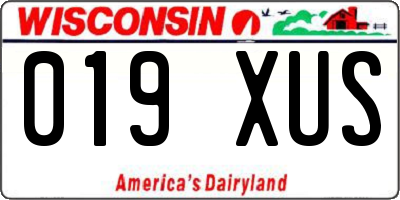 WI license plate 019XUS