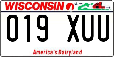 WI license plate 019XUU