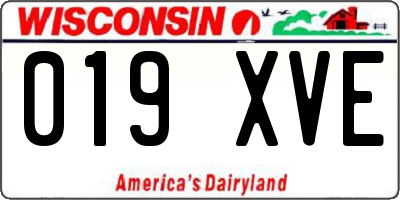 WI license plate 019XVE