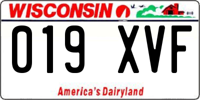 WI license plate 019XVF