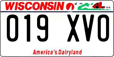 WI license plate 019XVO