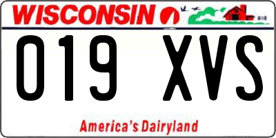 WI license plate 019XVS