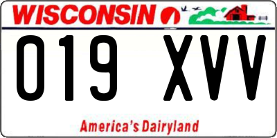 WI license plate 019XVV