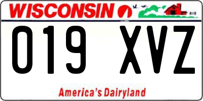 WI license plate 019XVZ