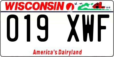 WI license plate 019XWF