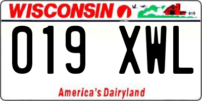 WI license plate 019XWL