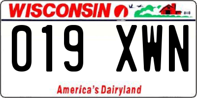 WI license plate 019XWN