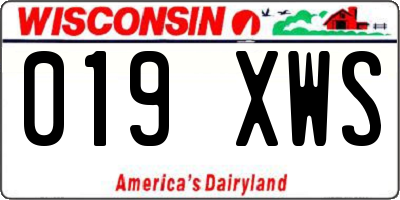 WI license plate 019XWS