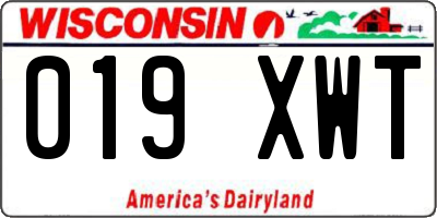 WI license plate 019XWT