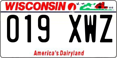 WI license plate 019XWZ