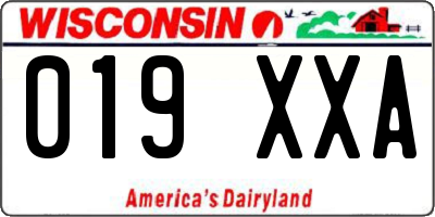 WI license plate 019XXA