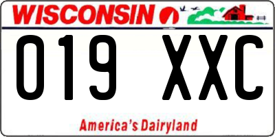 WI license plate 019XXC
