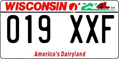 WI license plate 019XXF